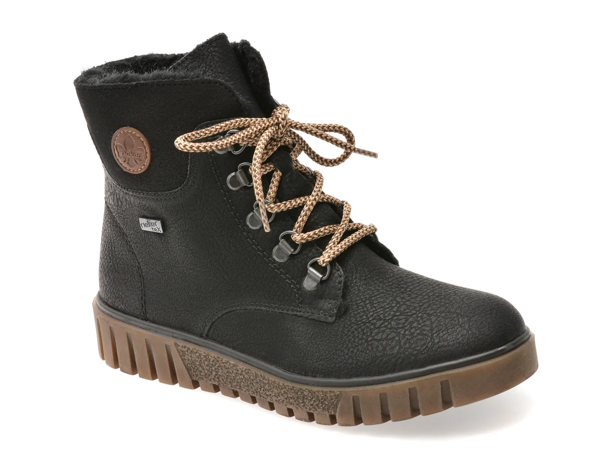 Ghete RIEKER Negre, Y3433, Din Piele Ecologica