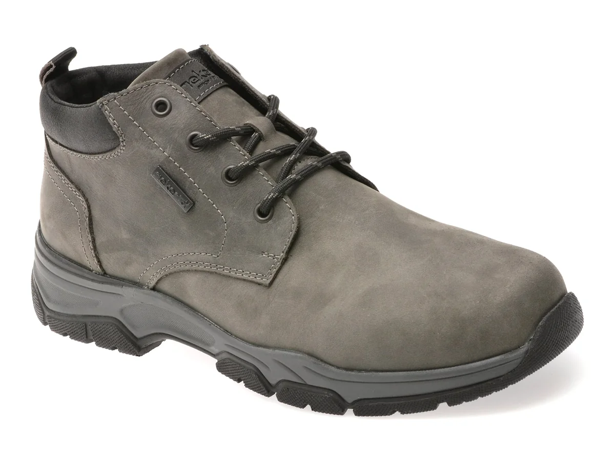 Ghete Rieker Negre, 31204, Din Piele Naturala