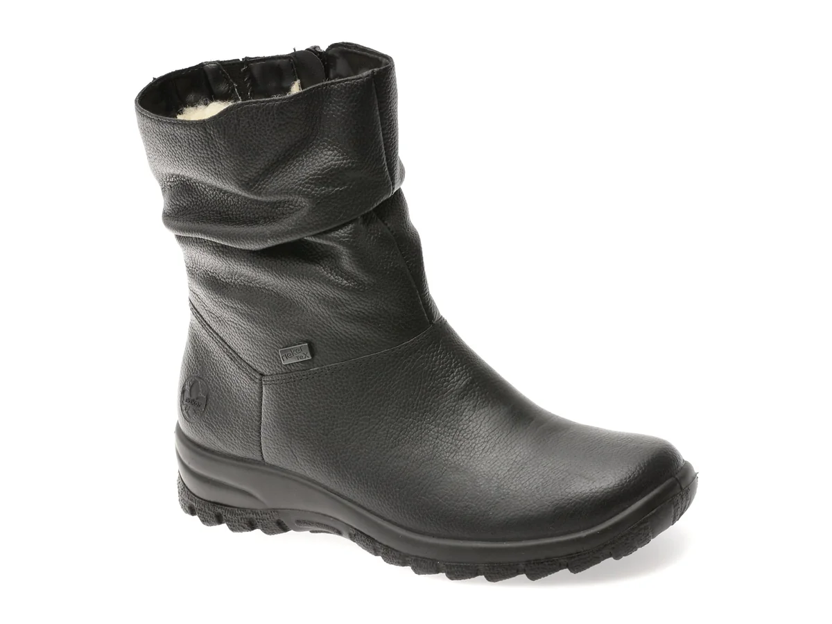 Ghete Rieker Negre, Z7193, Din Piele Naturala