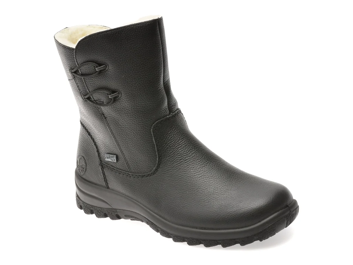 Ghete Rieker Negre, Z7172, Din Piele Naturală