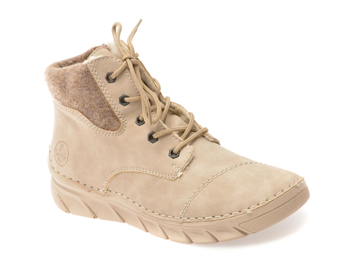 Ghete Rieker Bej, 55000, Din Piele Ecologica