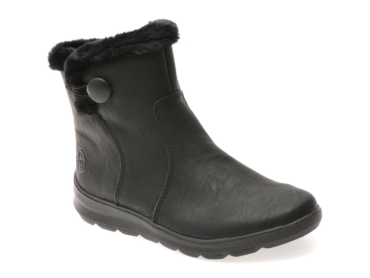 Ghete Rieker Negre, Z0080, Din Piele Ecologică