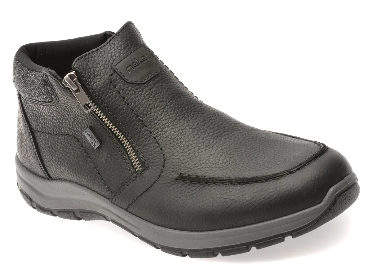 Ghete RIEKER Negre, 3660, Din Piele Naturala