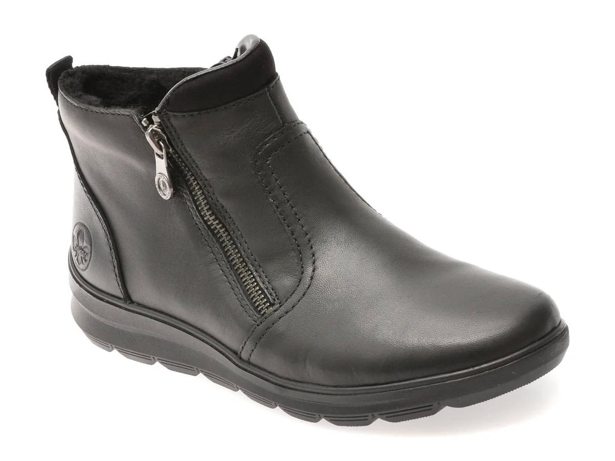 Ghete Rieker Negre, Z0060, Din Piele Naturală