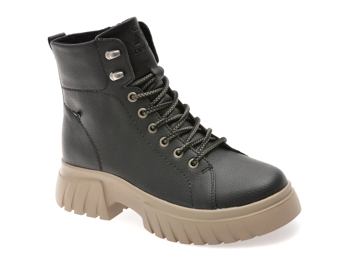 Bocanci Rieker Negri, W1877, Din Piele Naturală