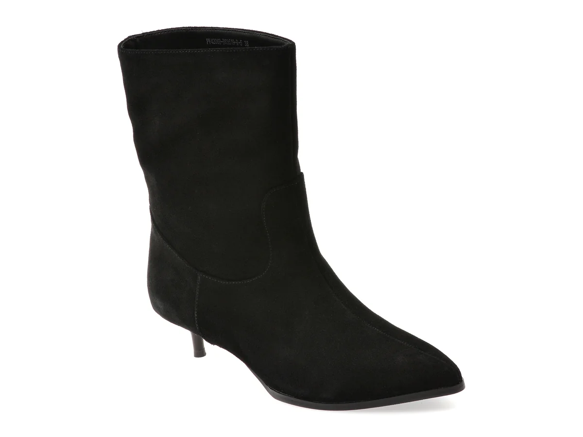 Botine Elegante Flavia Passini Negre, 83519, Din Piele Întoarsă