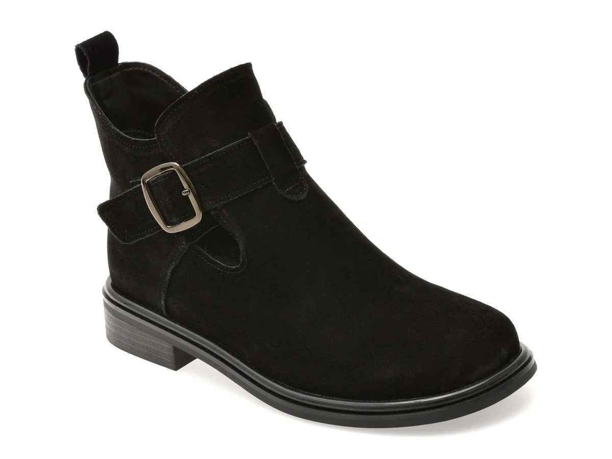 Ghete Flavia Passini Negre, 56262, Din Piele Întoarsă