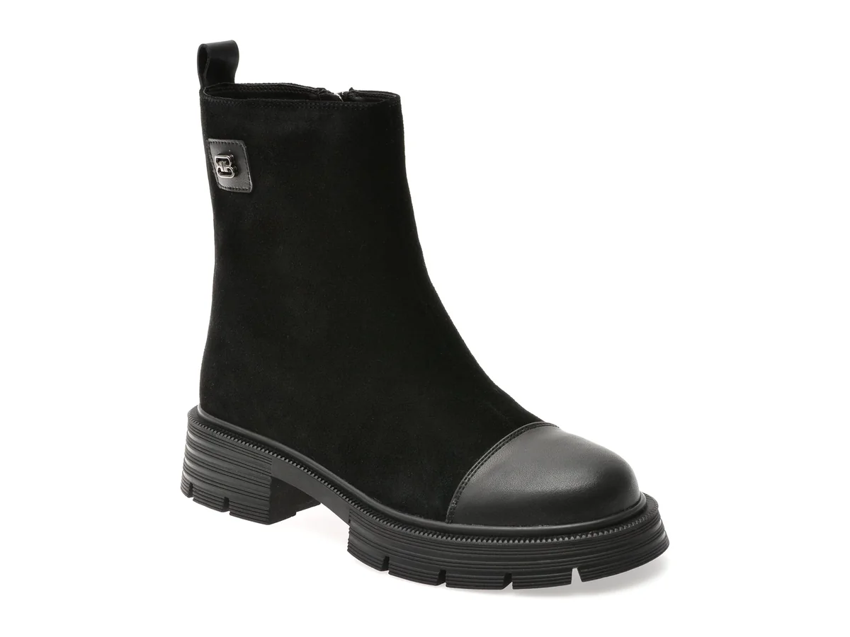 Ghete Flavia Passini Negre, 55971, Din Piele Întoarsă