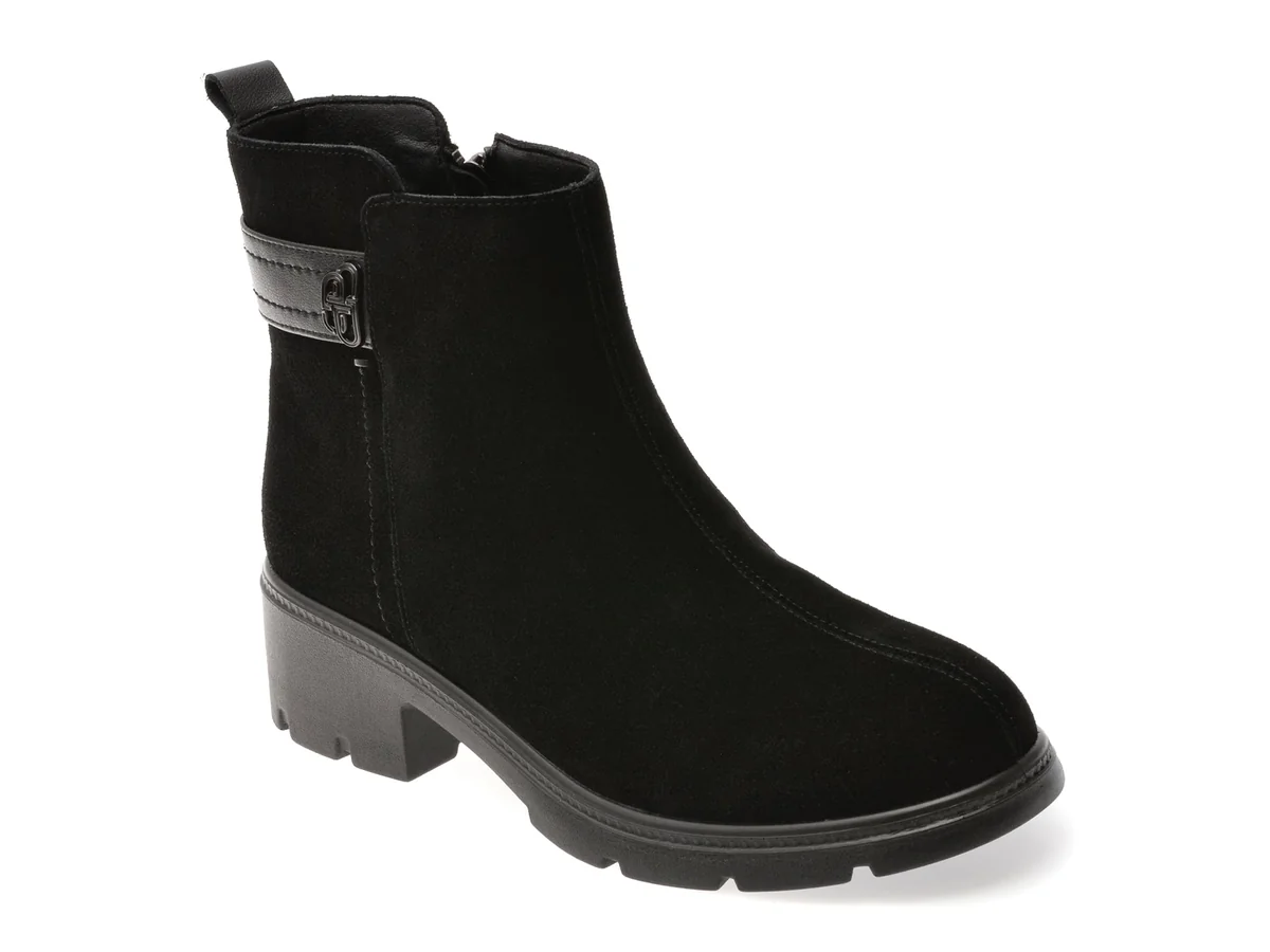 Ghete Flavia Passini Negre, 371366, Din Piele Întoarsă