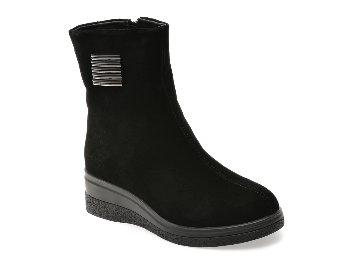 Ghete Flavia Passini Negre, 125817, Din Piele Întoarsă