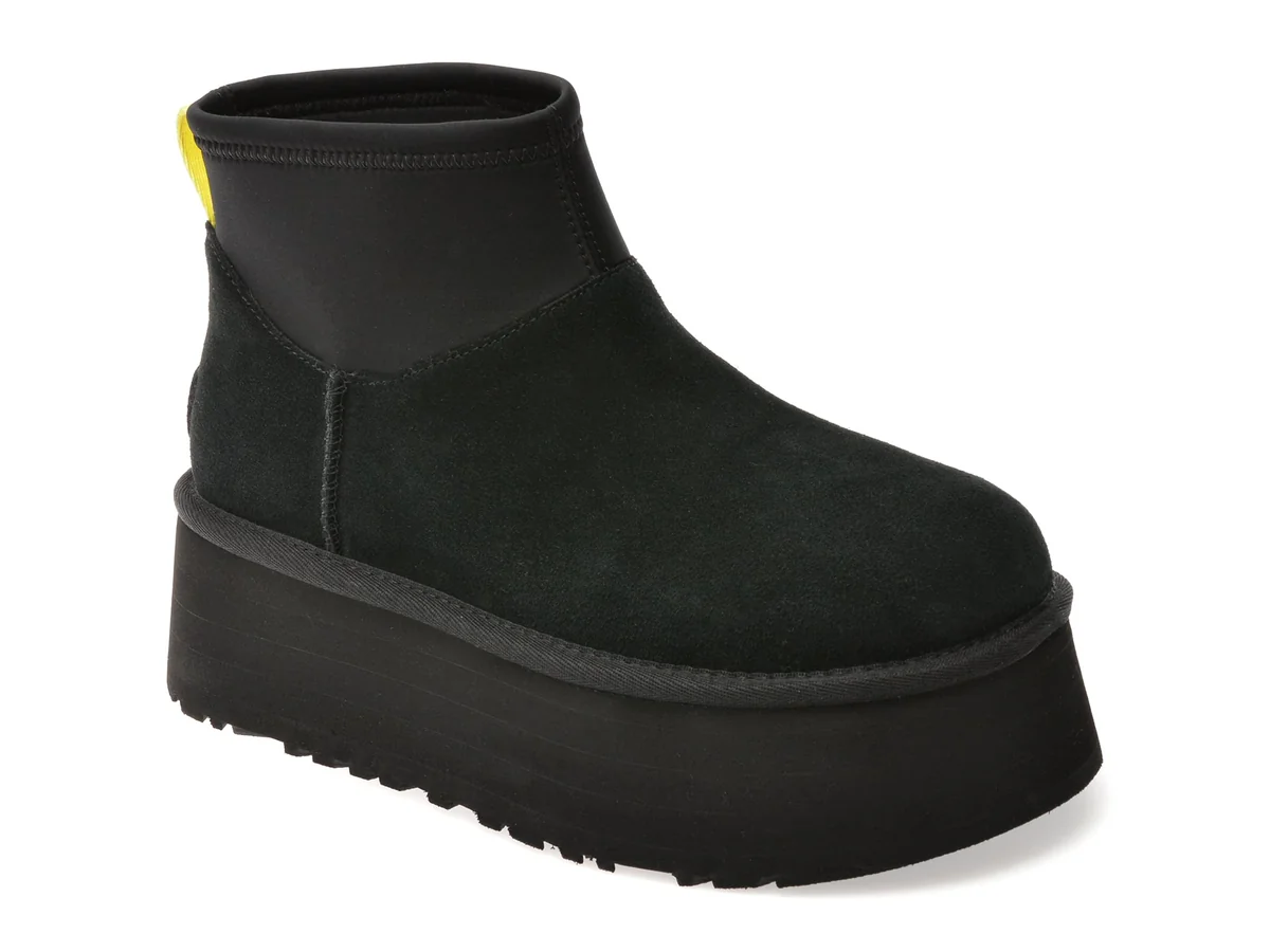 Ghete Ugg Negre, Classic Mini Dipper, Din Piele Întoarsă