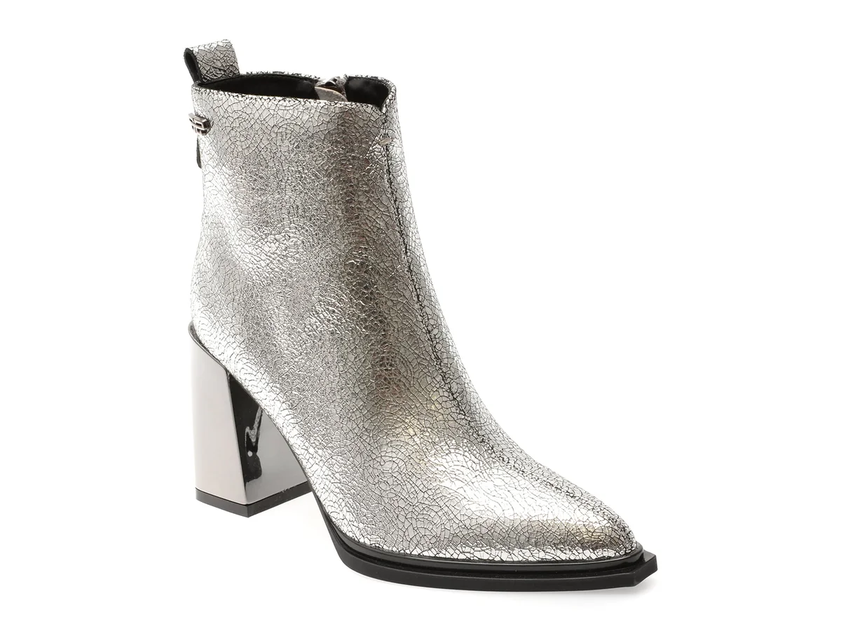 Botine Elegante Flavia Passini Argintii 83291 Din Piele Naturala