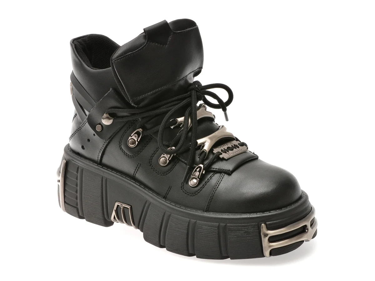 Ghete Flavia Passini Negre, 55996, Din Piele Naturala