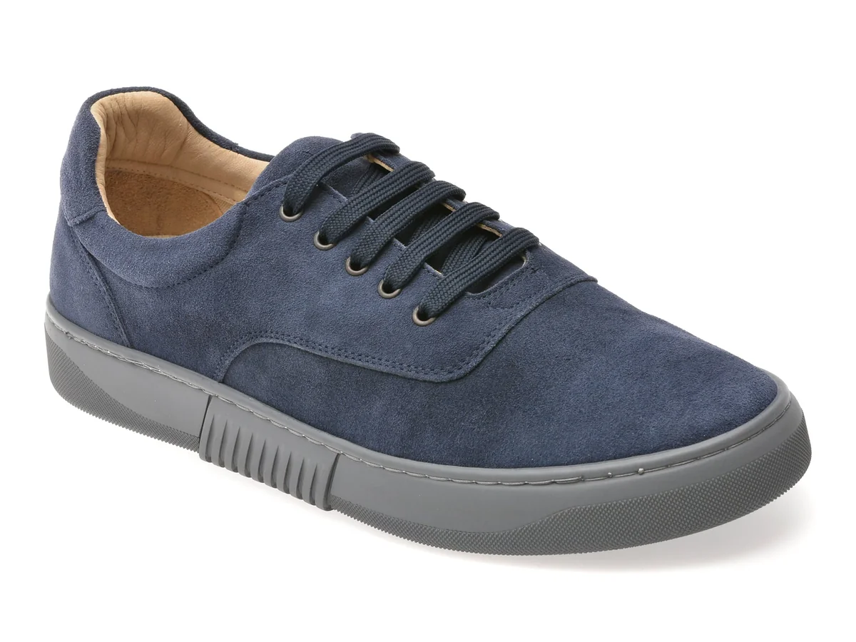 Pantofi Sport Bite The Bullet Bleumarin, 8135L, Din Piele Intoarsă