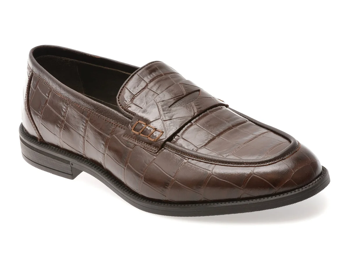 Mocasini Bite The Bullet Maro, 2822, Din Piele Croco