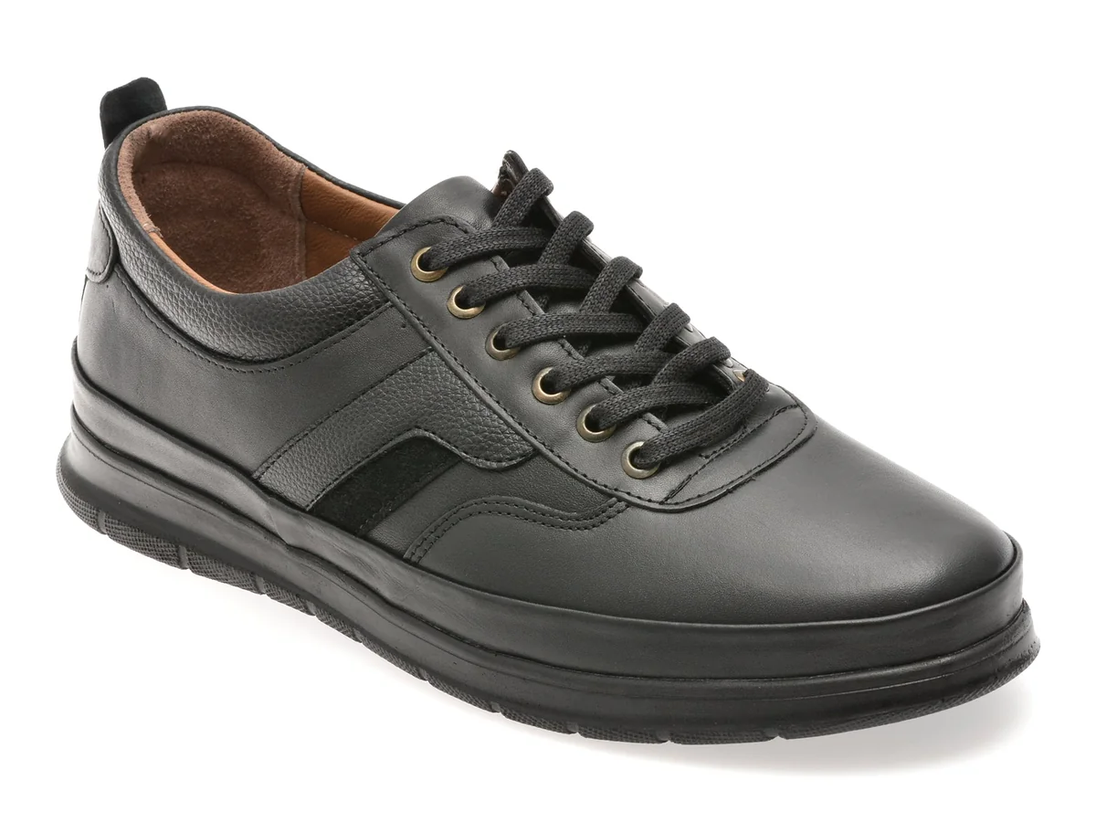 Pantofi Sport Bite The Bullet Negri, RZ008, Din Piele Naturală