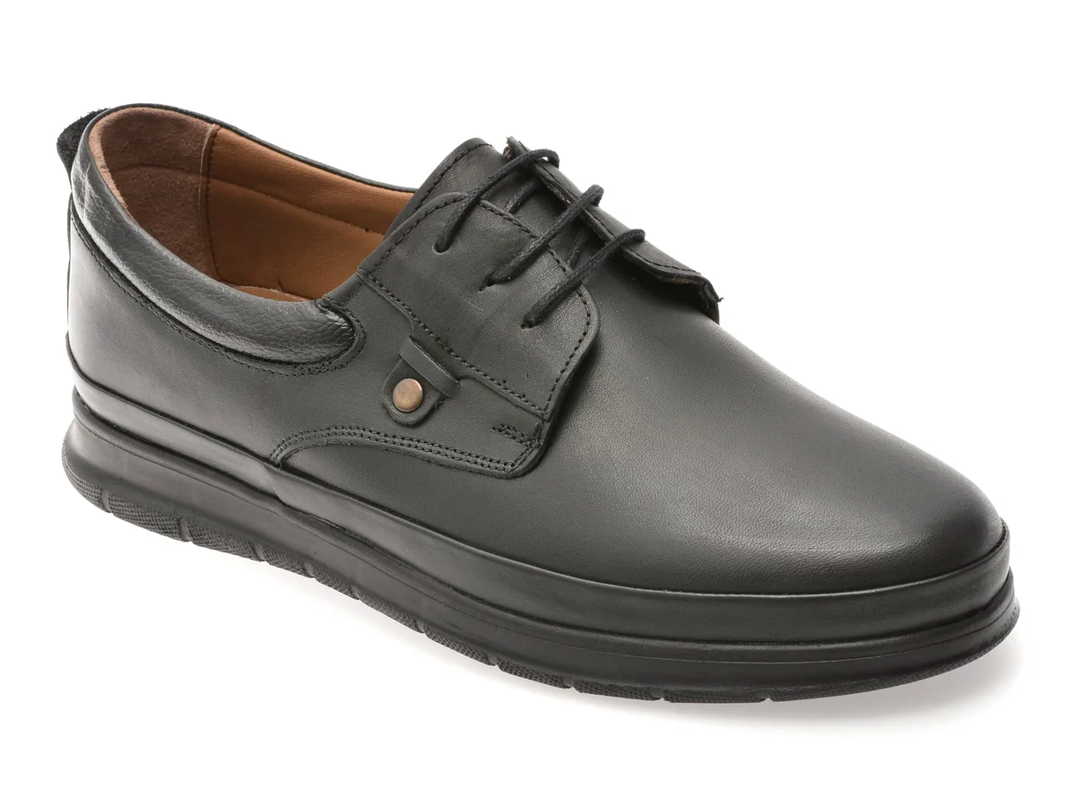 Pantofi Bite The Bullet Negri, Rz007, Din Piele Naturala