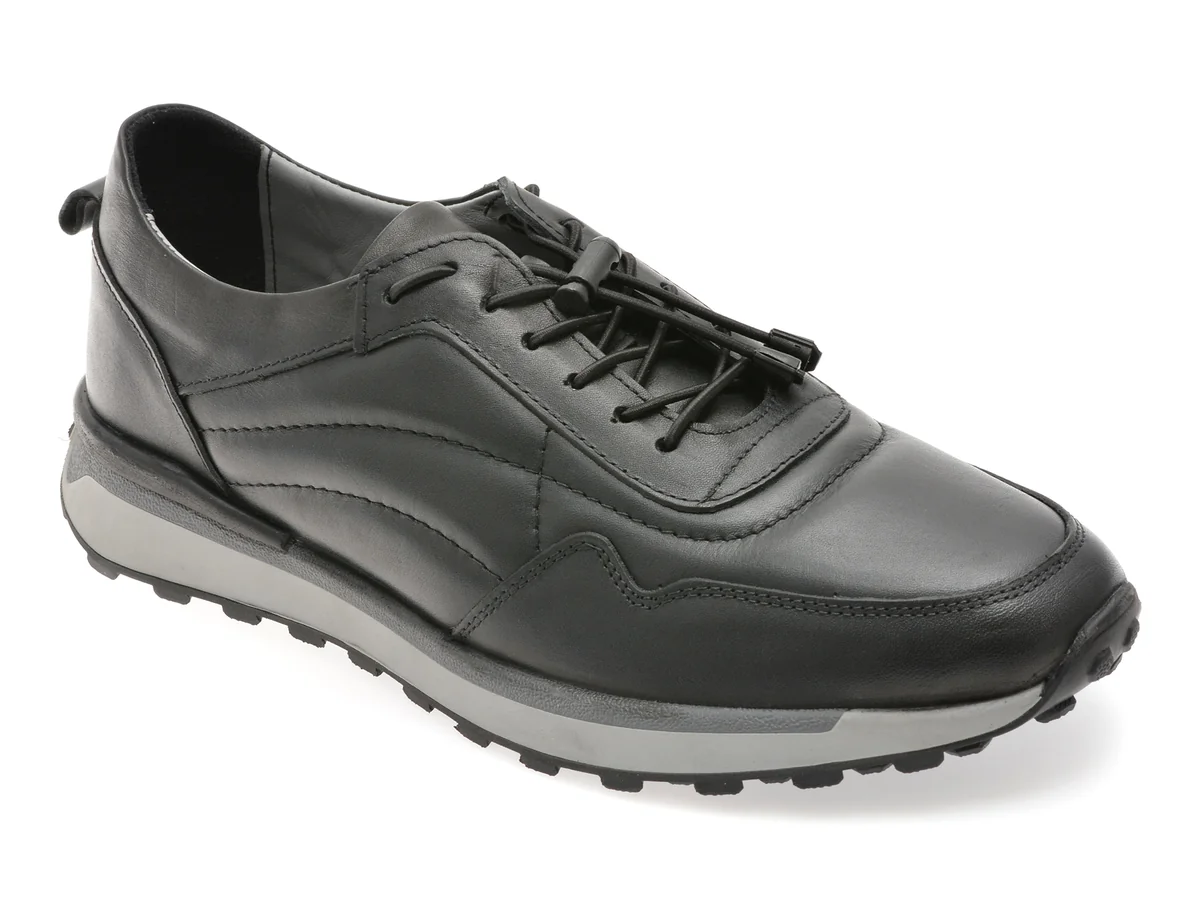Pantofi Sport Bite The Bullet Negri, OY5080, Din Piele Naturală