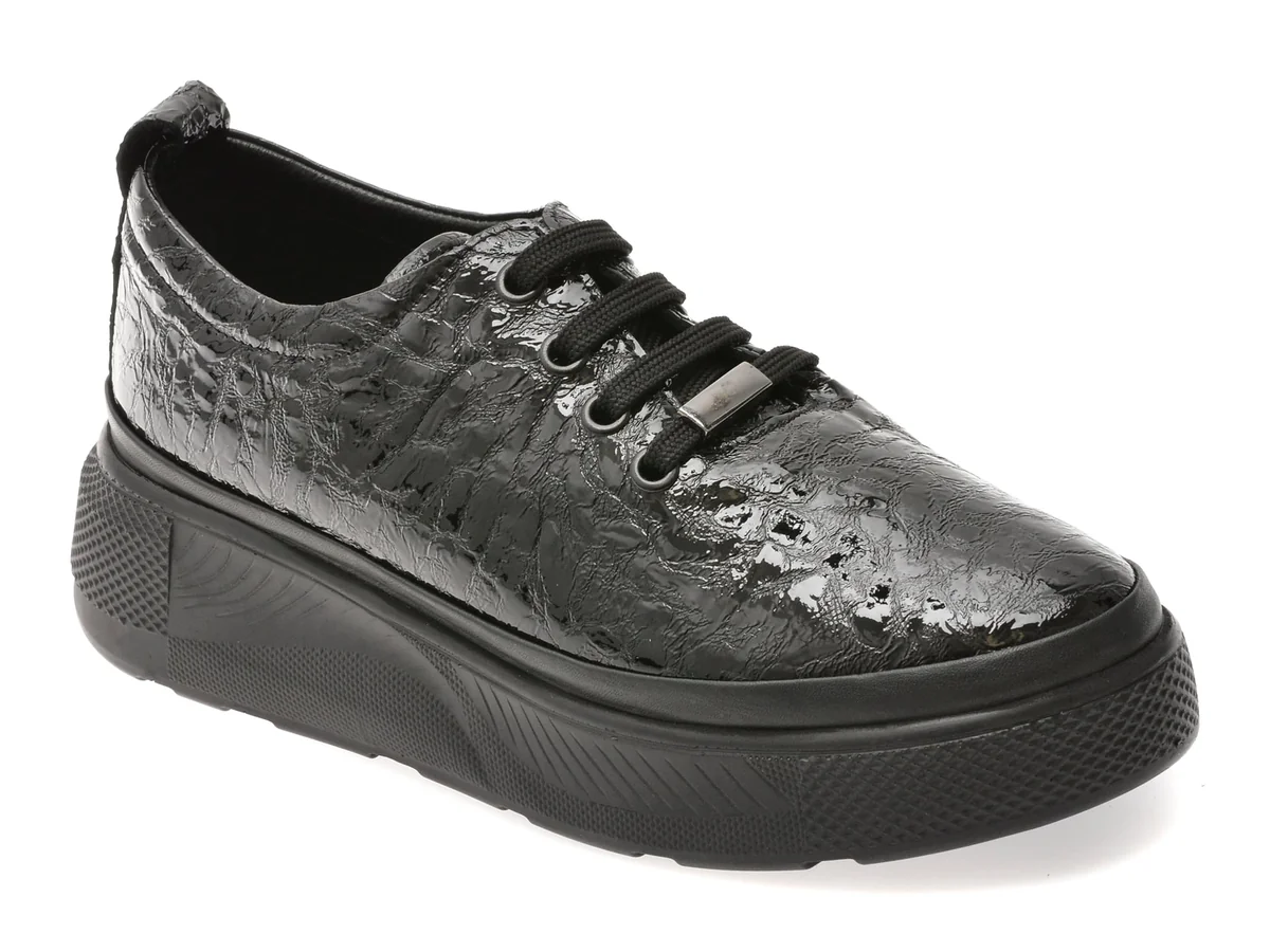 Pantofi Image Negri 381125 Din Piele Naturala Lacuita