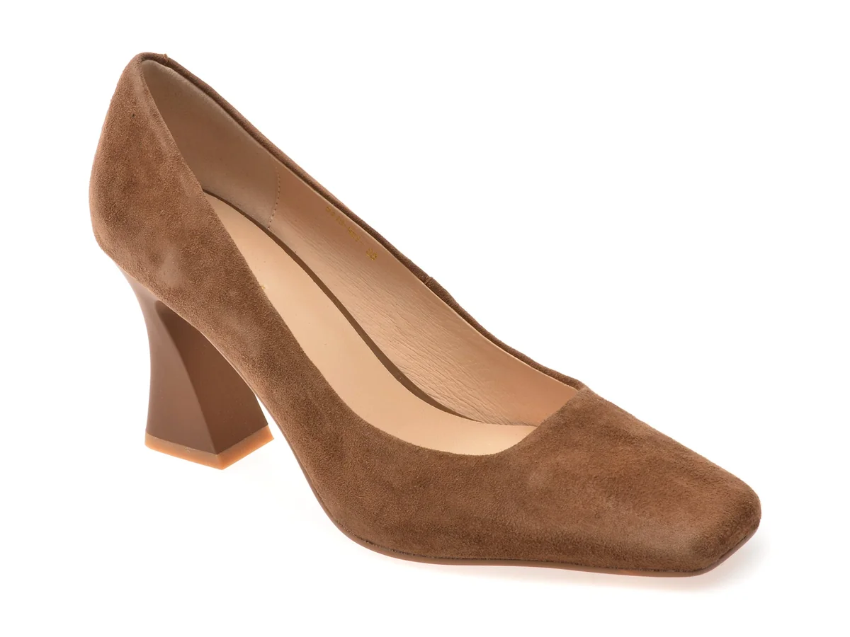 Pantofi Eleganți Epica Maro, 5413, Din Piele Întoarsă