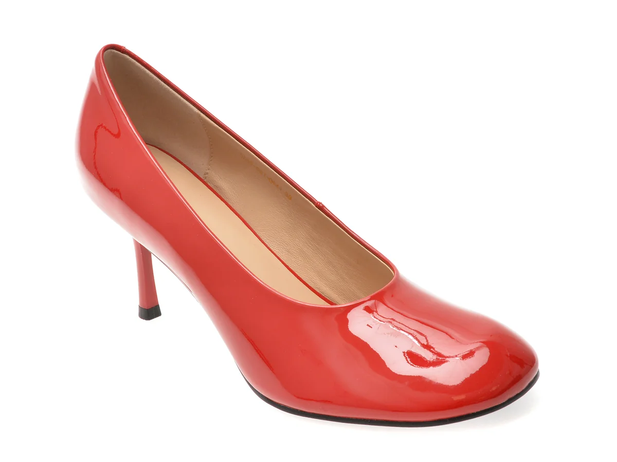 Pantofi Eleganți Epica Roșii, 5507, Din Piele Naturală Lăcuită