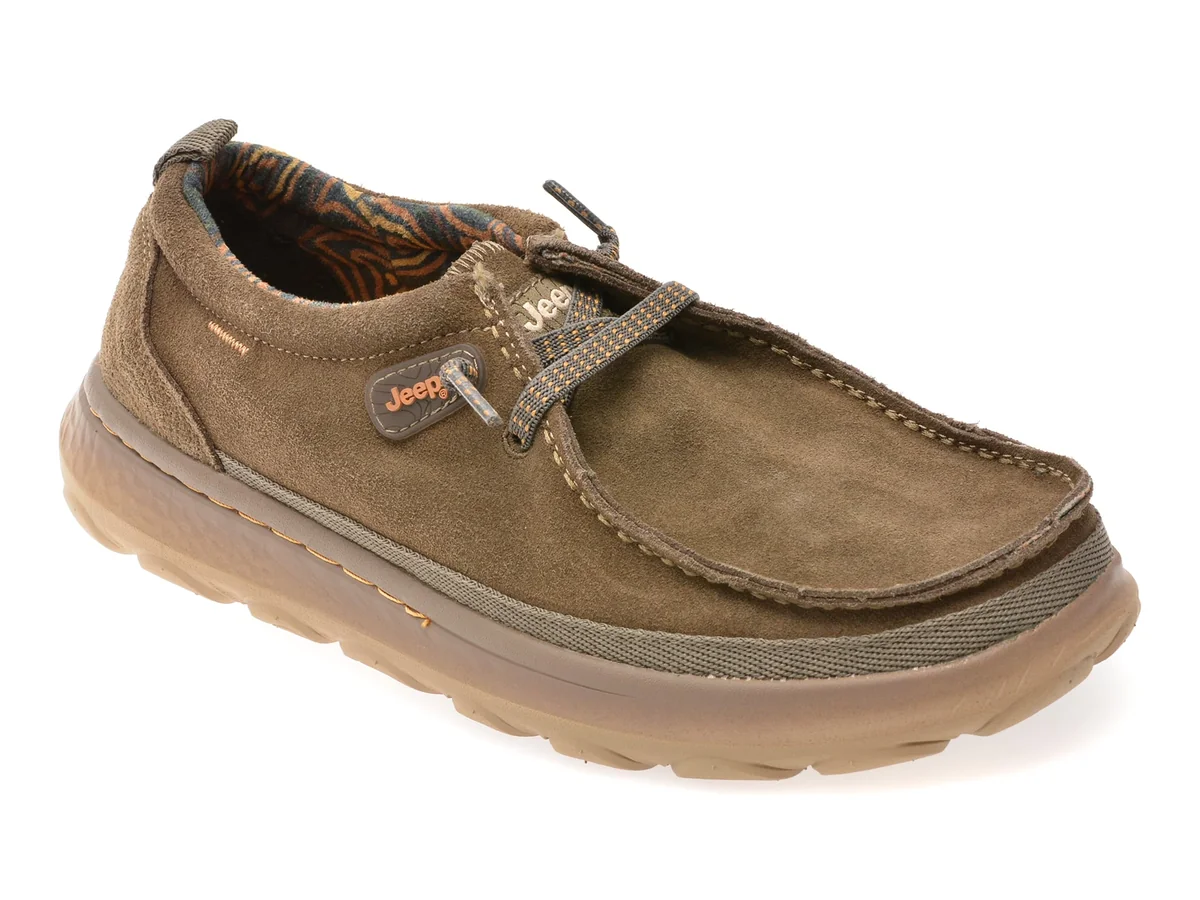 Mocasini JEEP Gri, M52040A, Din Piele Întoarsă