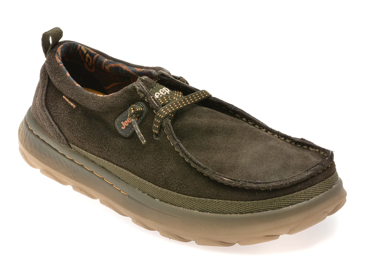 Mocasini JEEP Kaki, M52040A, Din Piele Întoarsă
