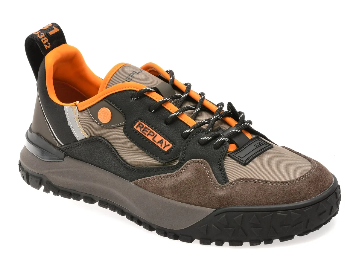 Pantofi Sport Replay Gri, MSF701T, Din Material Textil Si Piele Naturala