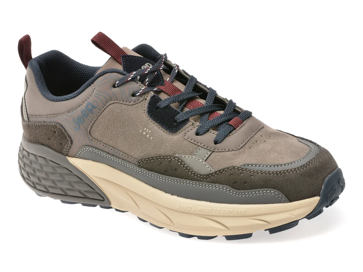 Pantofi Sport JEEP Gri, M52070A, Din Piele Naturala