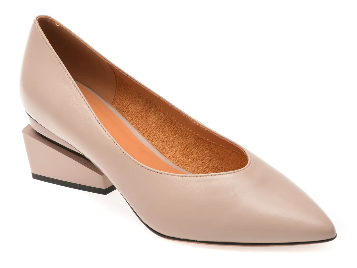 Pantofi Eleganti Epica Nude, E229, Din Piele Naturala
