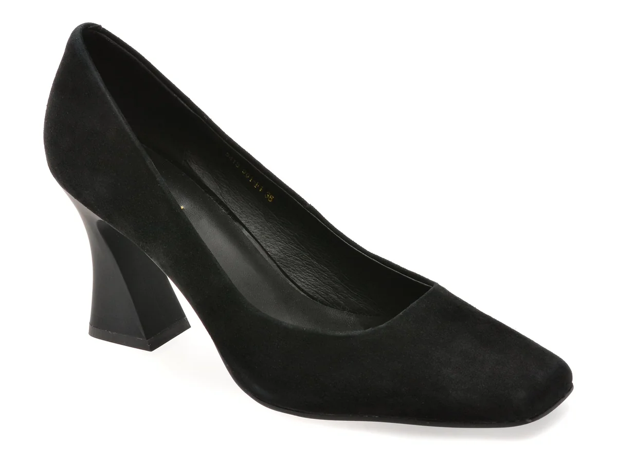 Pantofi Eleganți Epica Negri, 5413, Din Piele Întoarsă