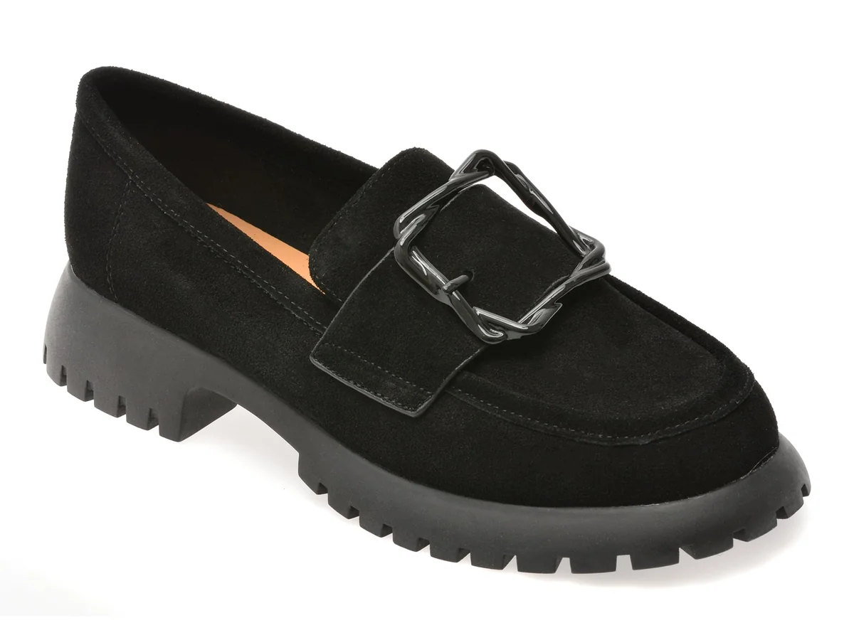 Mocasini Epica Negri, V856, Din Piele Întoarsă