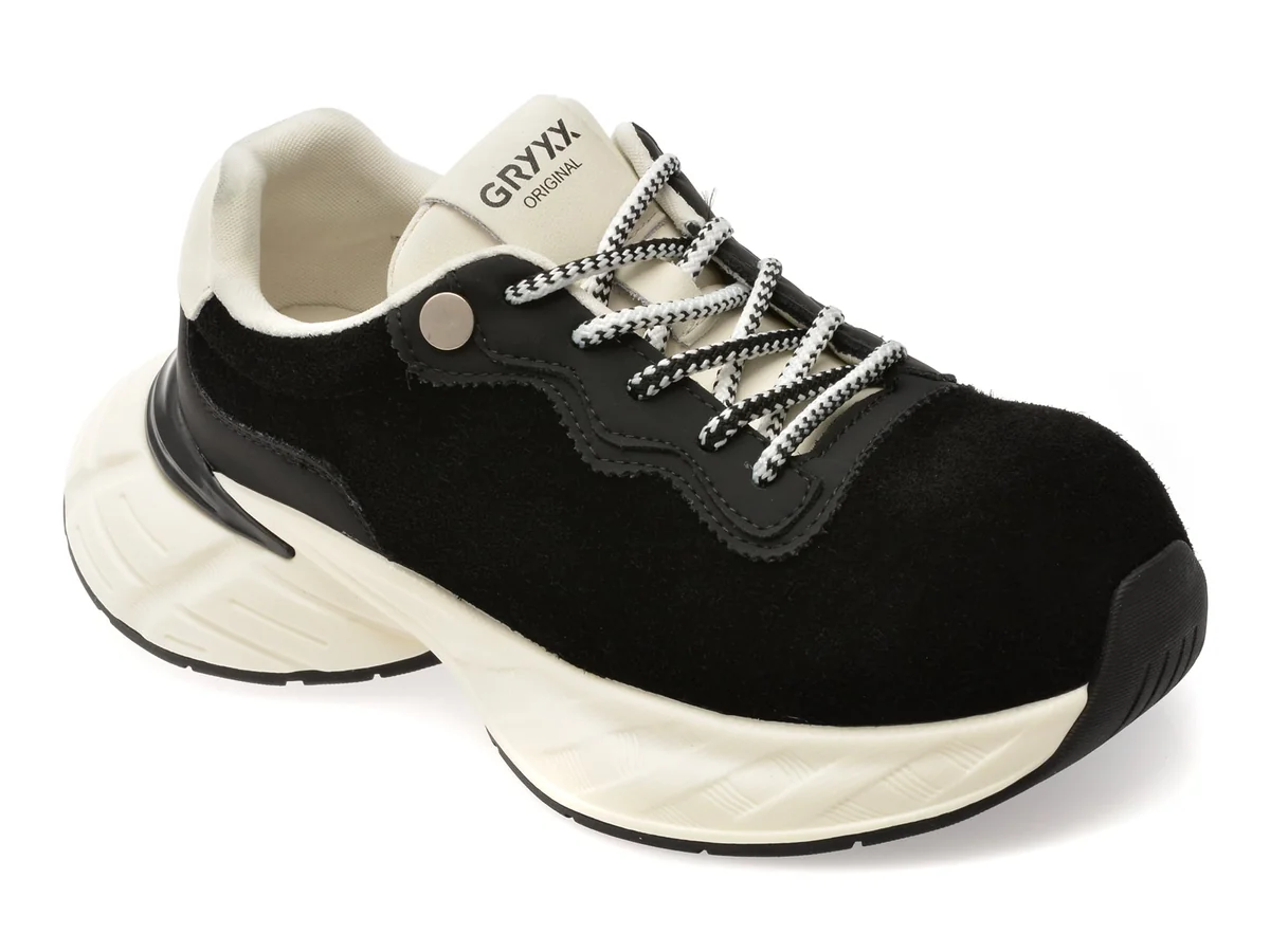 Pantofi Sport Gryxx Negri, 10921, Din Piele Întoarsă