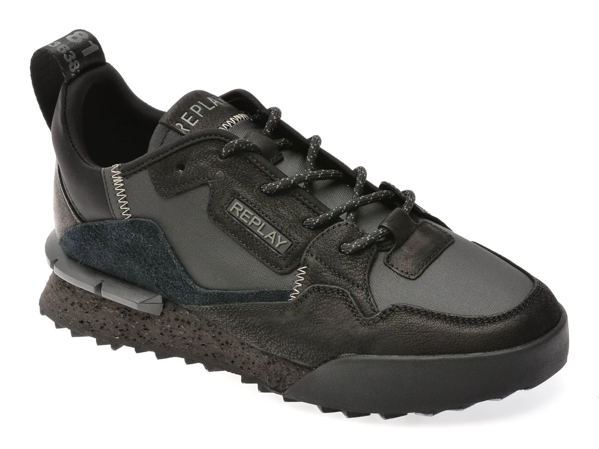Pantofi Sport Replay Negri, MS1P45L, Din Piele Naturala