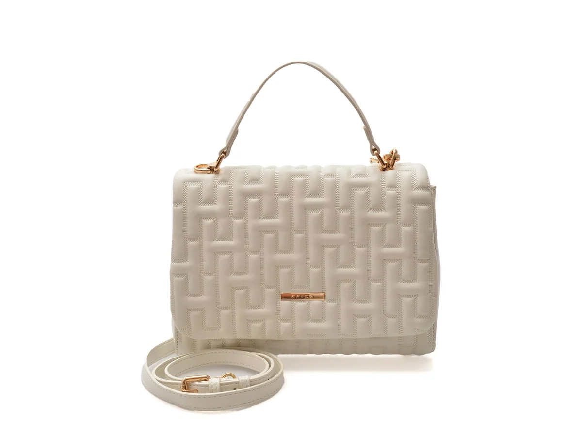 Geanta Epica Albă 8768 Din Piele Ecologică