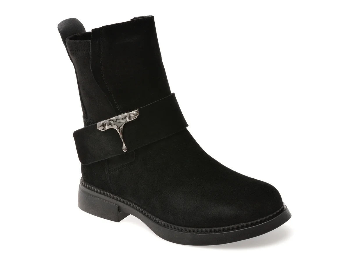 Ghete Gryxx Negre, G719, Din Piele Intoarsa