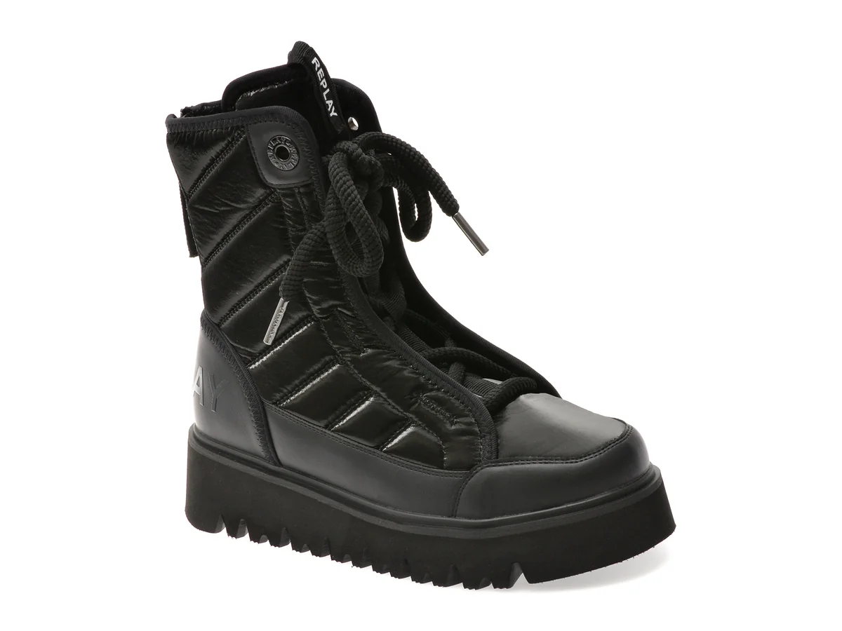 Ghete Replay Negre, WF2H12T, Din Material Textil