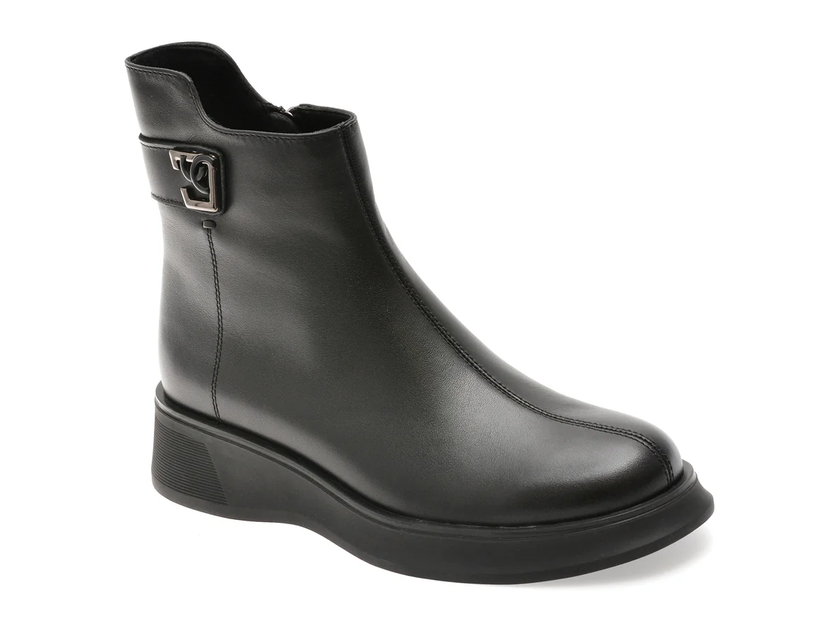 Ghete Flavia Passini Negre 695T132 Din Piele Naturala
