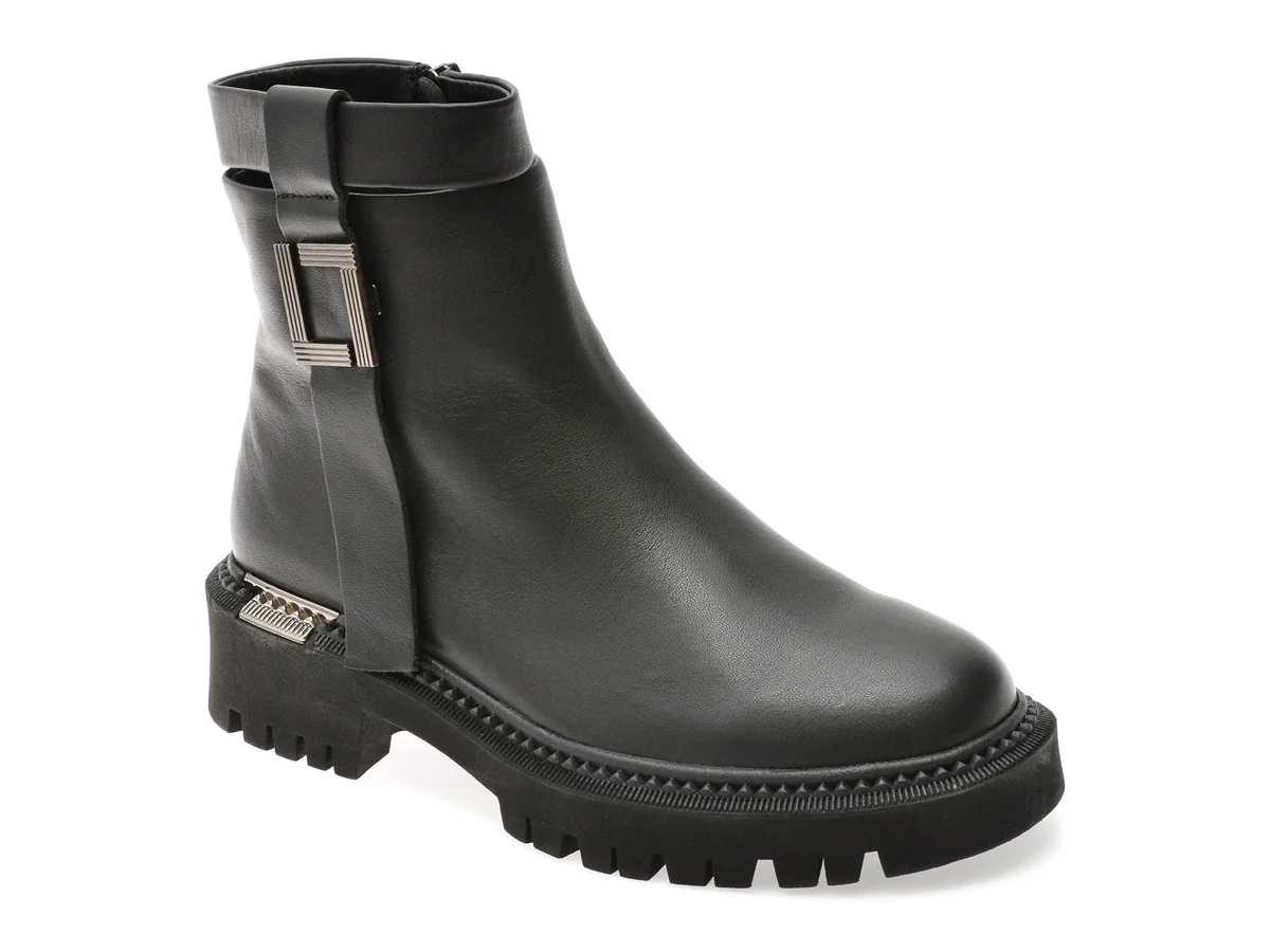 Ghete Epica Negre, 684H36, Din Piele Naturala