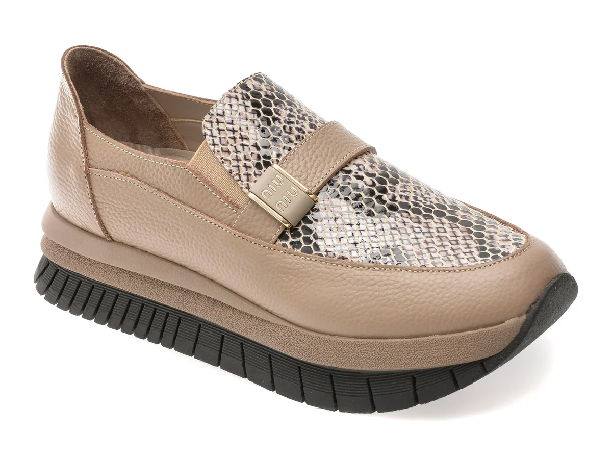 Pantofi Image Gri, 4073102, Din Piele Naturală