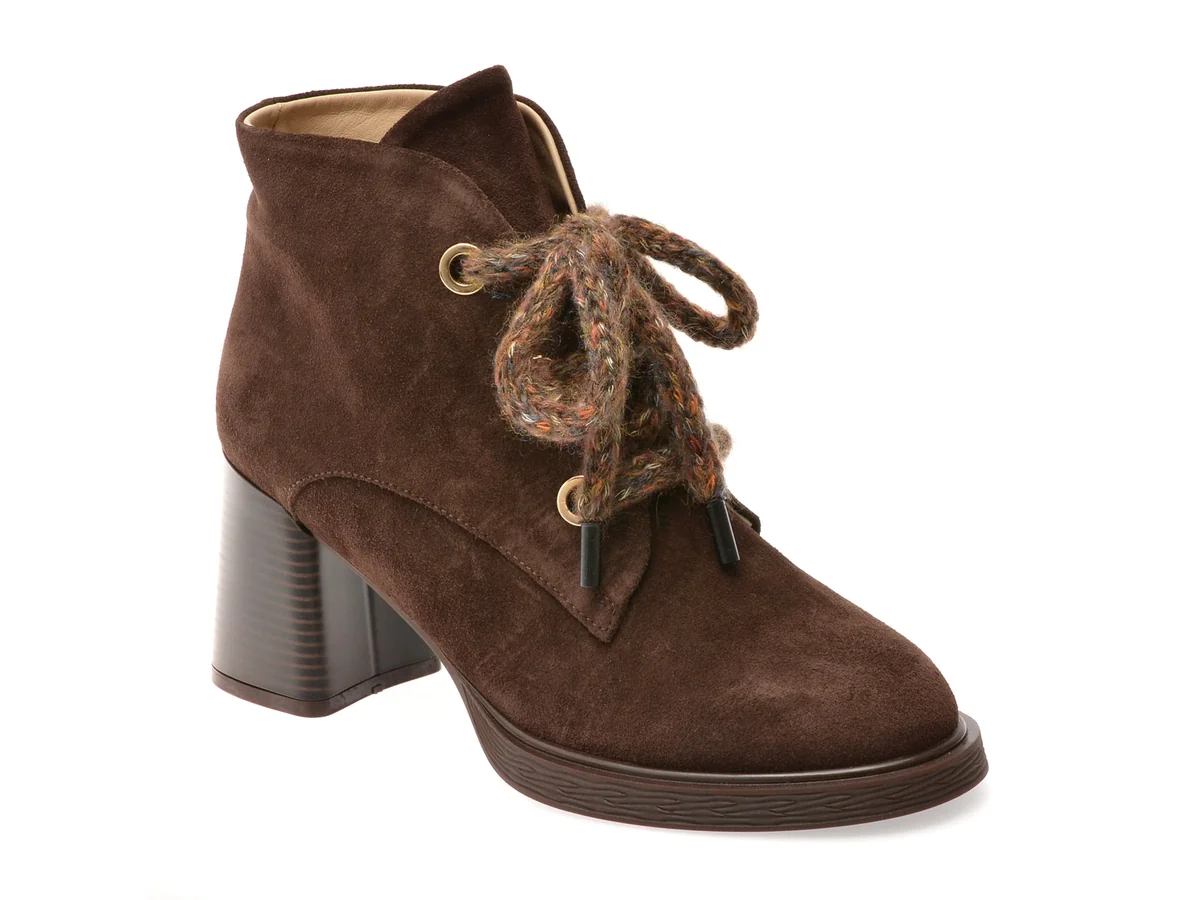 Botine Epica Maro, 3642627, Din Piele Intoarsa