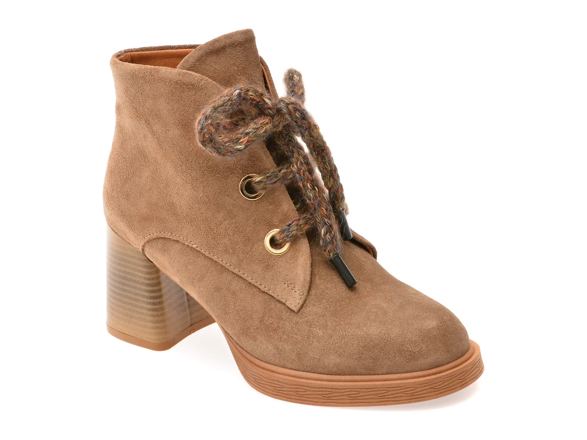 Botine Epica Maro, 3642627, Din Piele Intoarsa