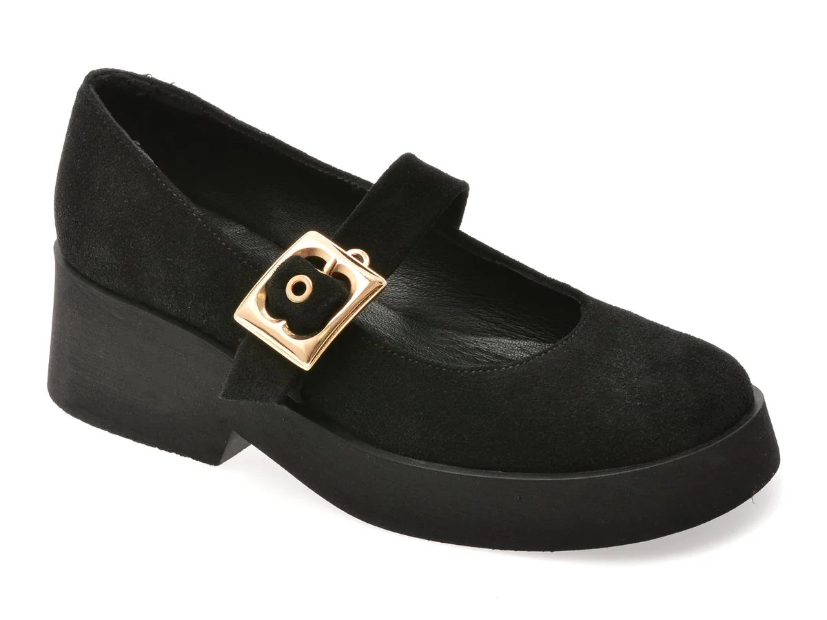 Pantofi Epica Negri, 4842520, Din Piele Întoarsă