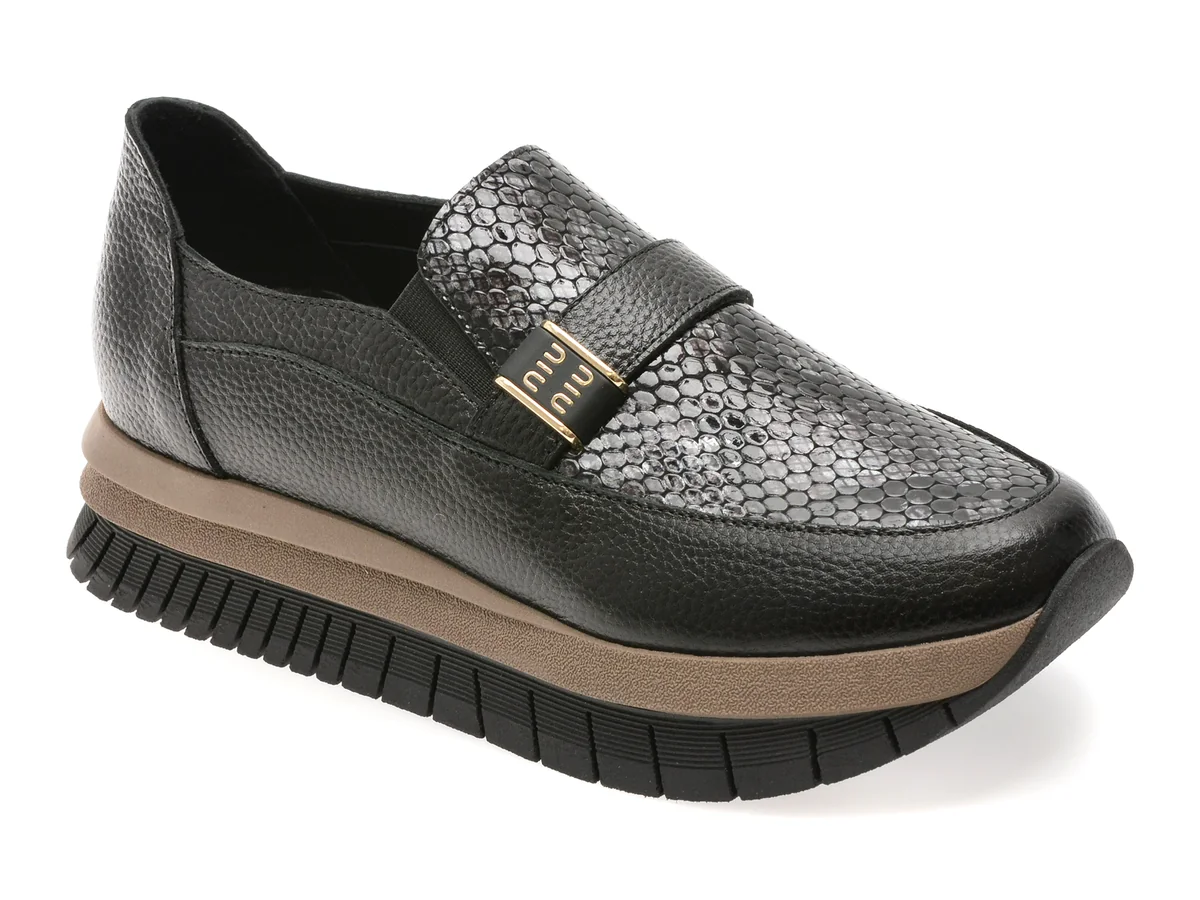 Pantofi Image Negri, 4073102, Din Piele Naturala