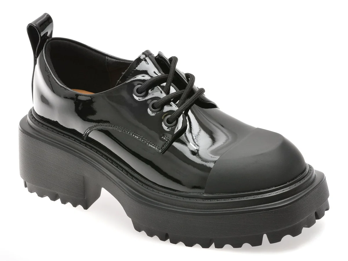 Pantofi Epica Negri, 7978, Din Piele Naturală Lăcuită