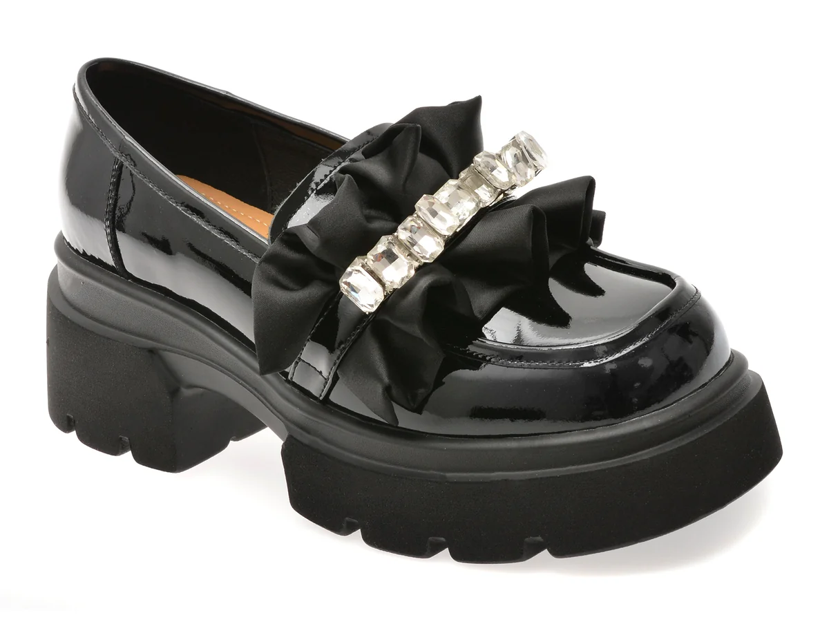 Mocasini Epica Negri, 5115, Din Piele Naturală Lăcuită