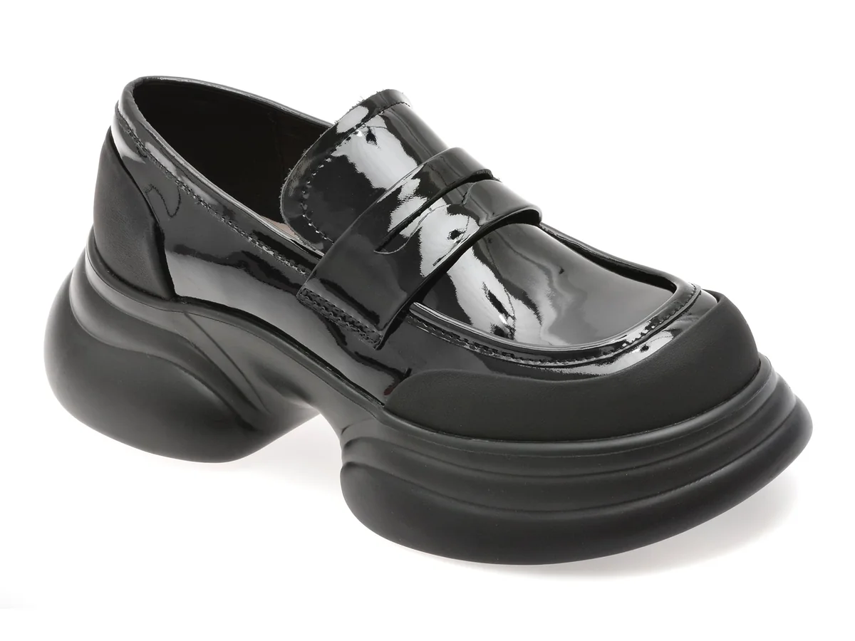 Mocasini Gryxx Negri, CC01, Din Piele Naturala Lăcuită