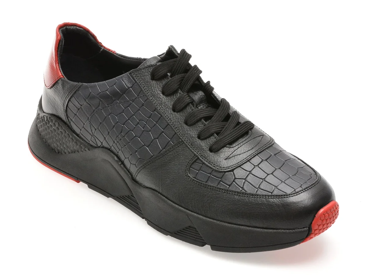 Pantofi Sport Bite The Bullet Negri, 2606, Din Piele Croco
