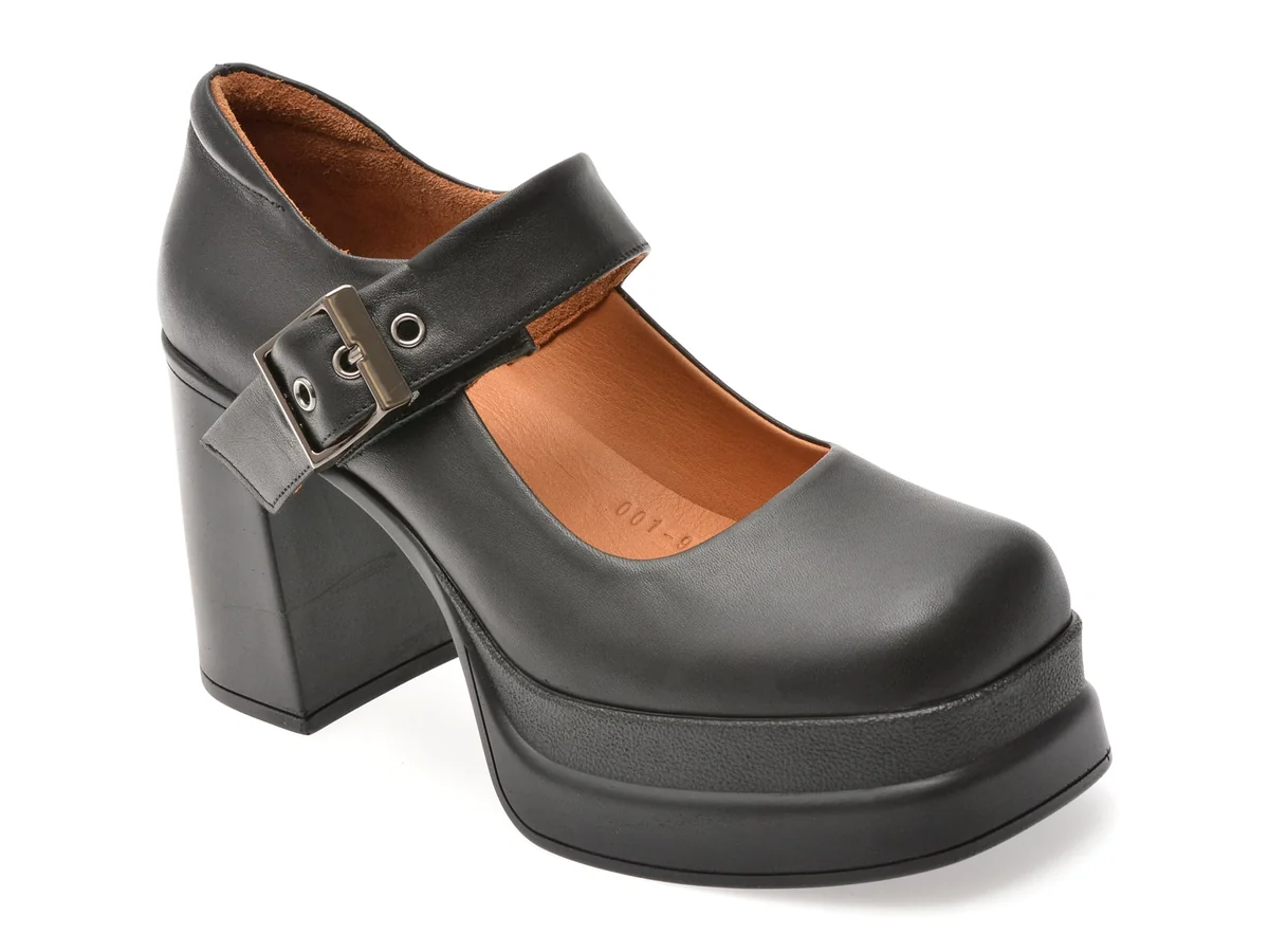 Pantofi Epica Negri, 19994, Din Piele Naturală