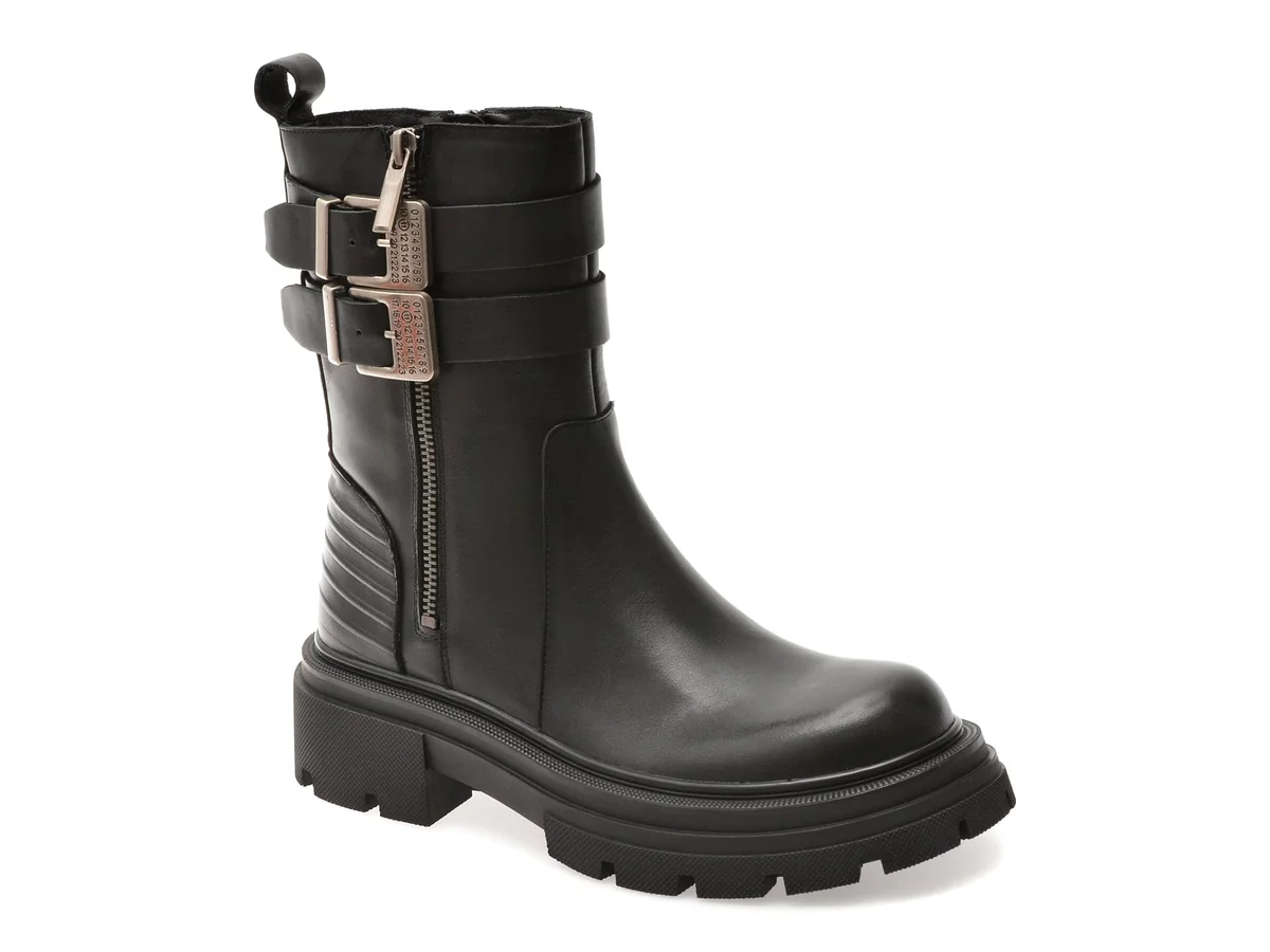 Bocanci Gryxx Negri, 23BQ151, Din Piele Naturala